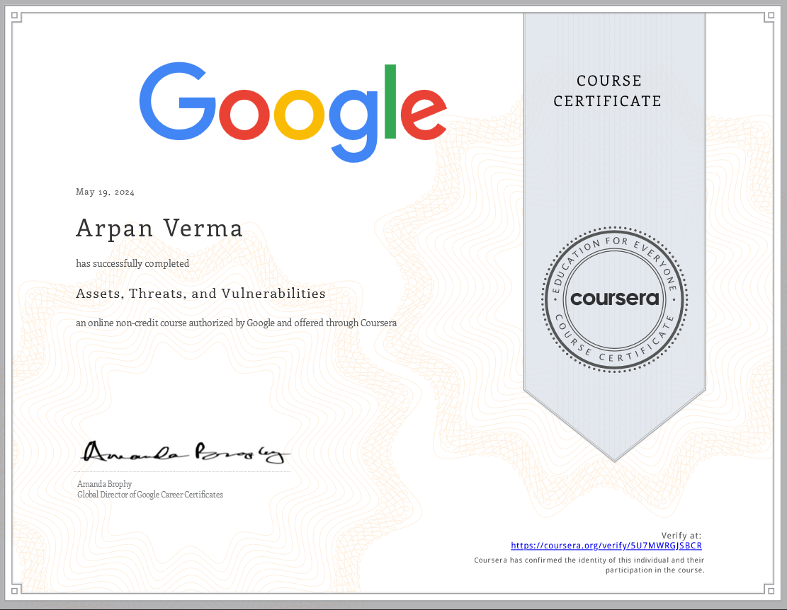 Google Assets, Threats and Vulnerabilities