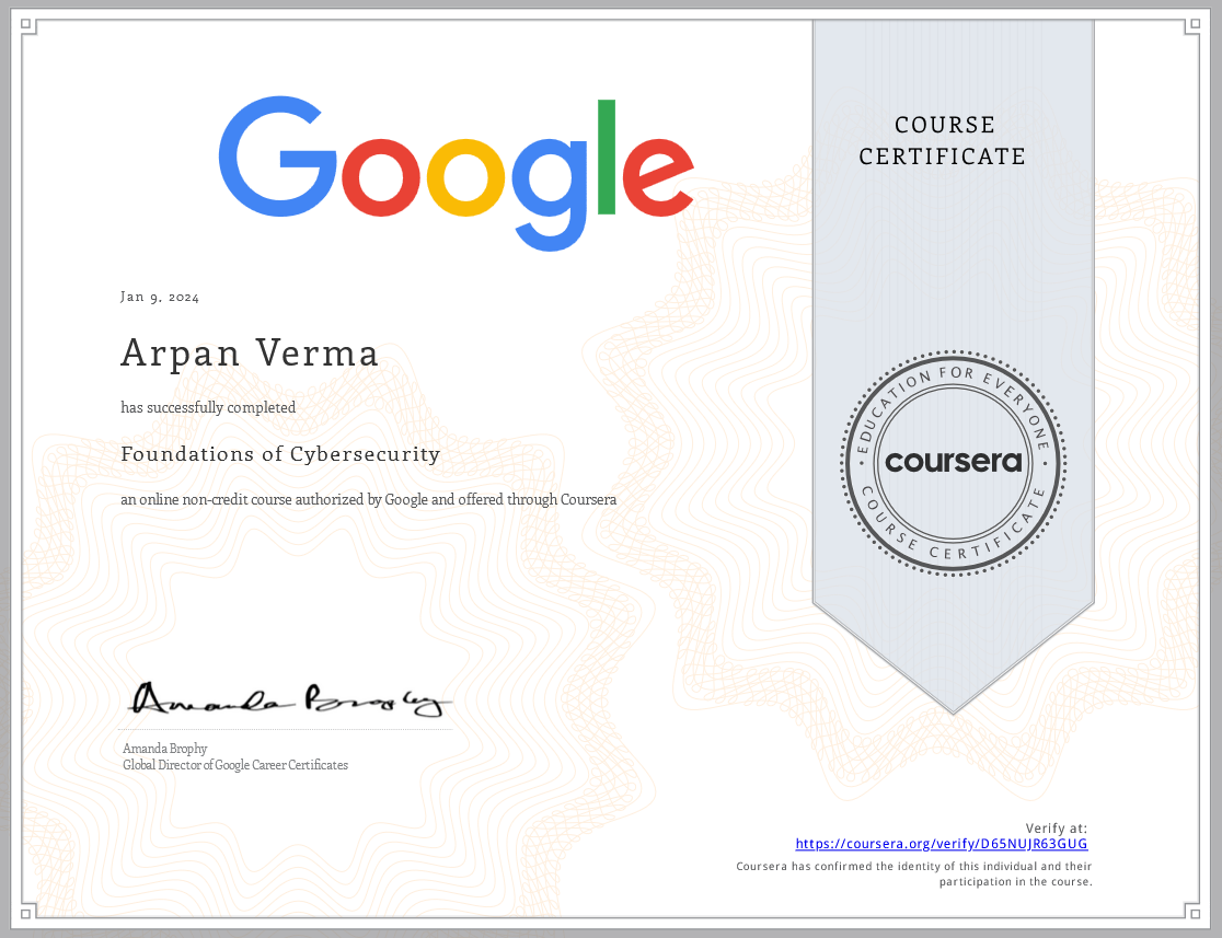 Google Foundations of Cybersecurity